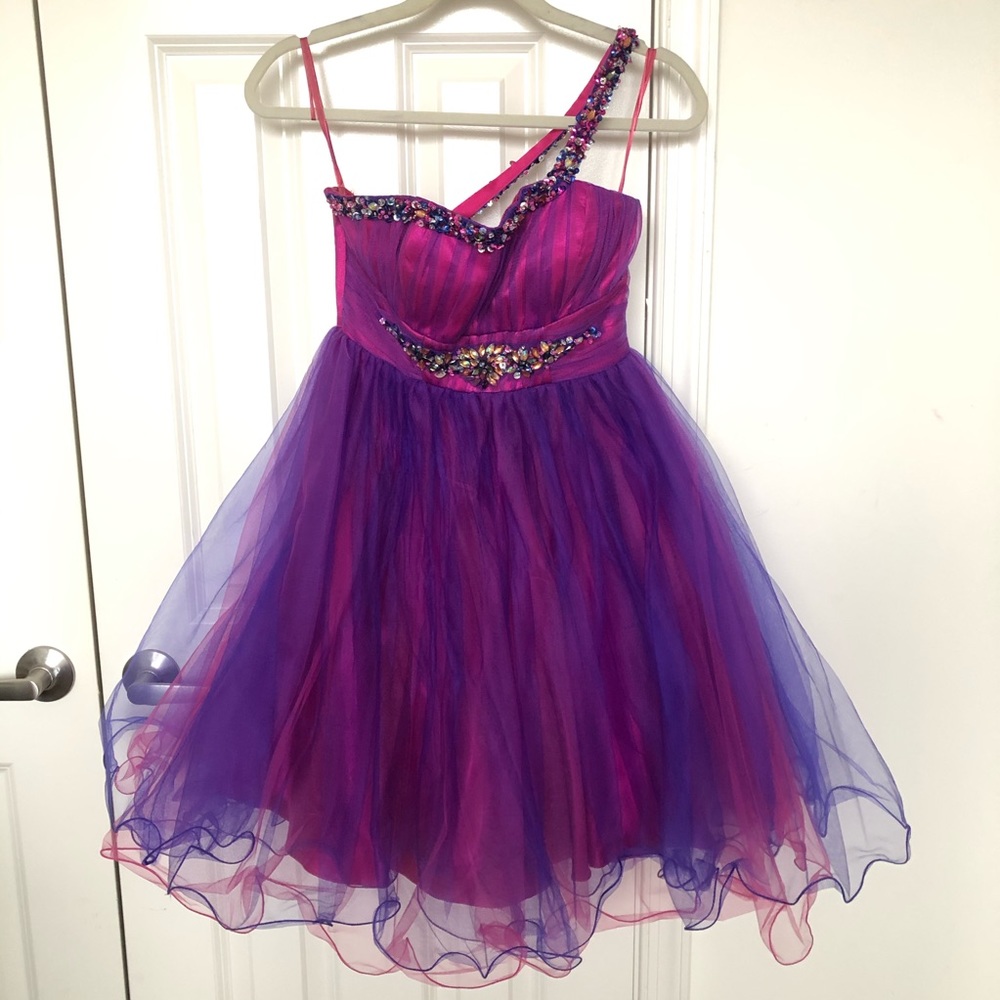 Jump Apparel Pink & Purple Short Party Dress - Picture 3 of 8